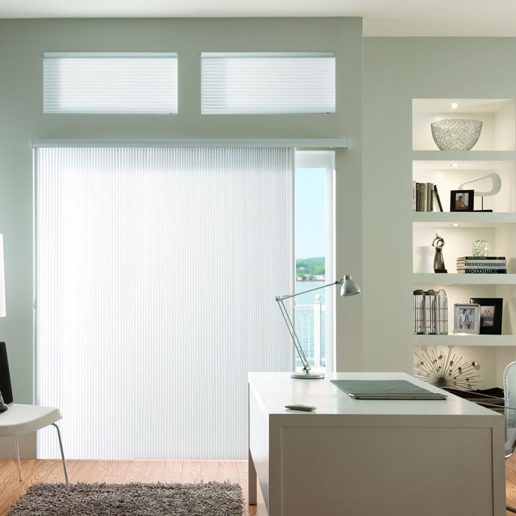 ½” DC Halo Pure White 1521. VertiCell Shades provide a stylish way to insulate wide windows and patio doors.