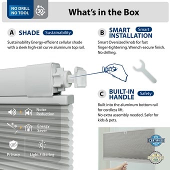 Alternate image for EZGrip No Drill Light Filtering Cordless Top-Down/Bottom-Up Cellular Shades