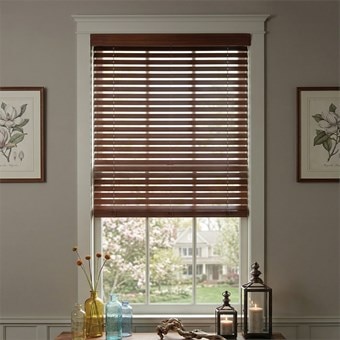 Motorized 2 1/2 Inch Real Wood Blinds