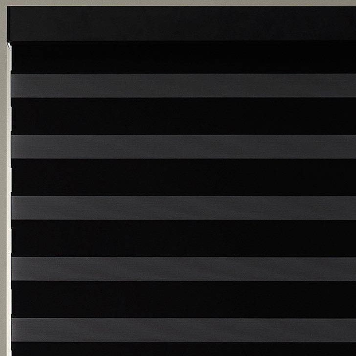 Color: Charron Black CHR05; Lift: Cordless; Headrail: Metal Square Cassette in the Black color; Bottom Rail: Rounded Bottom Bar with Pull Tab