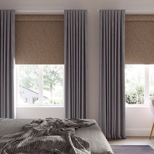 The Blackout Roller Shades in the Charleston Rustic Bronze color with the 3in. Cassette Valance.