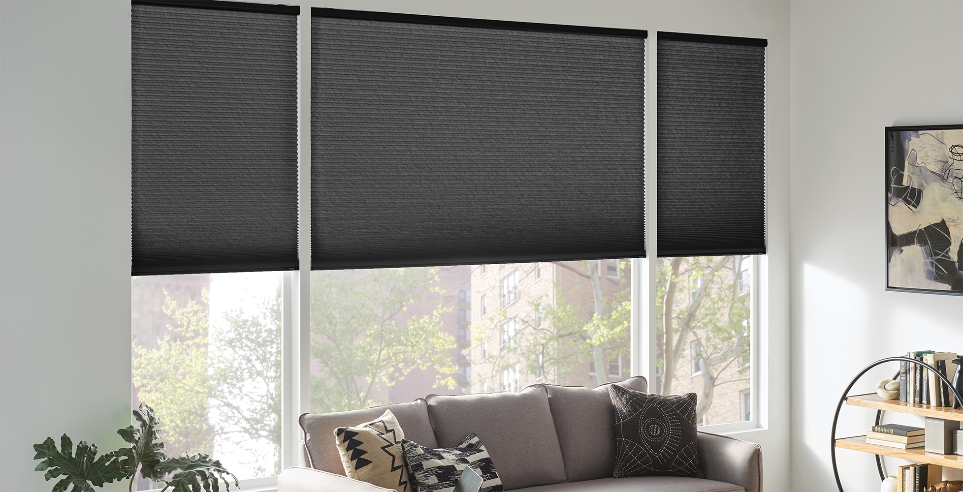 View of Cordless Pleated Window Curtain Shades Polyester No Drill Install Light ...