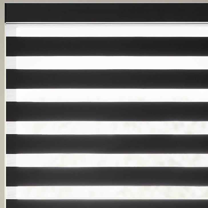 Color: Charron Black CHR05; Lift: Cordless; Headrail: Metal Square Cassette in the Black color; Bottom Rail: Rounded Bottom Bar with Pull Tab