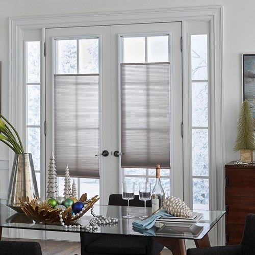 French Door Light Filtering Cellular Shades Blinds Com French Door Light Filtering Cellular, Sliding Glass Door Honeycomb Shades