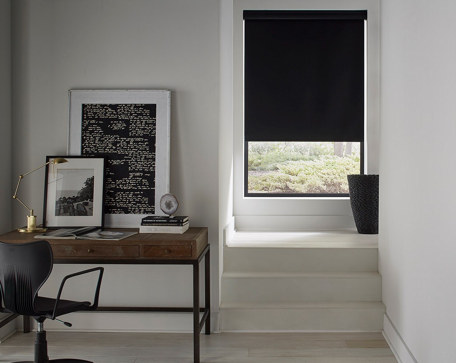 23W x 72H Allbright Light Filtering Roller Shades for Bedroom Classic Room Darkening Vinyl Shades Black 