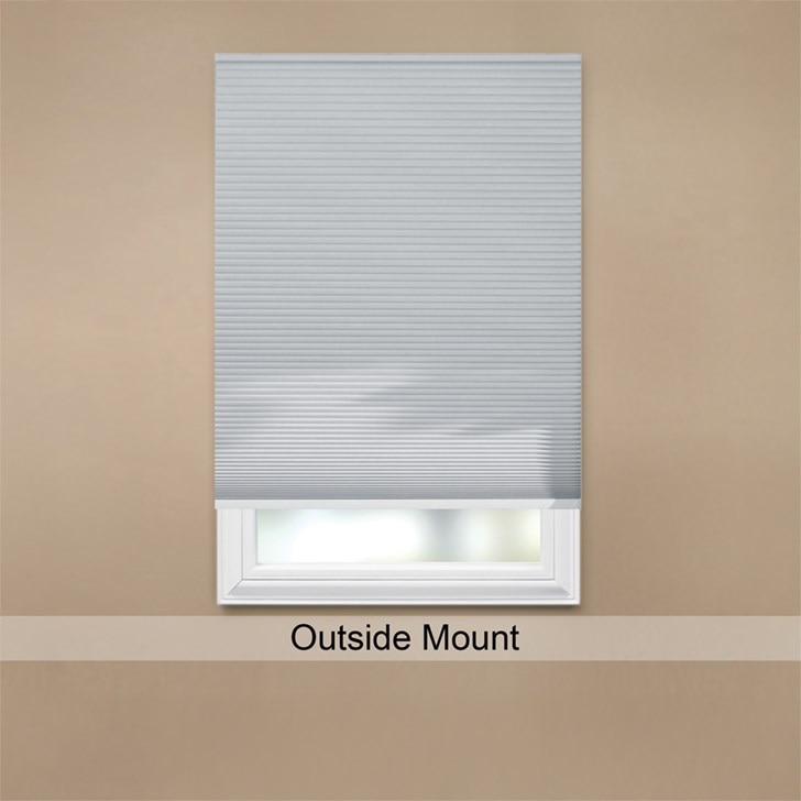Outside mount cellular shade shown in Shadow White