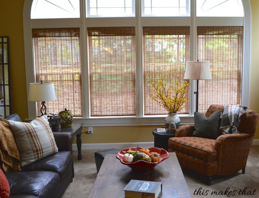Bamboo Shades Bring Warmth To The Family Room Finishing Touch Bamboo Shades Bring Warmth To The Family Room