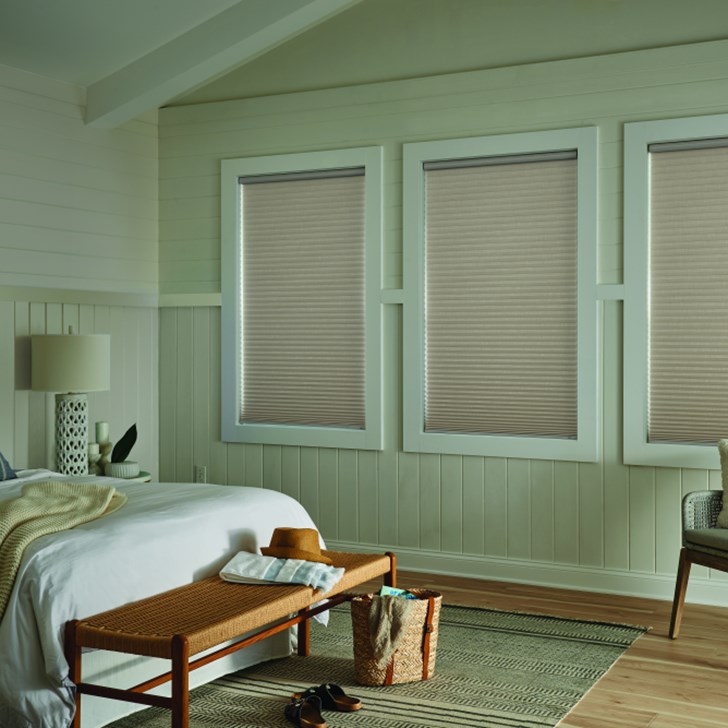 Single Cell Cellular Shades with Cordless Lift: Serenade Blackout, Subtle Touch 1723