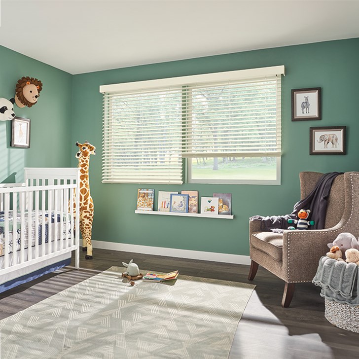 2 Wood Blinds with Cordless Lift/Wand Tilt: Creamer 1052 with 3 ¬O Modern Valance (Multiple Blinds on One Headrail)