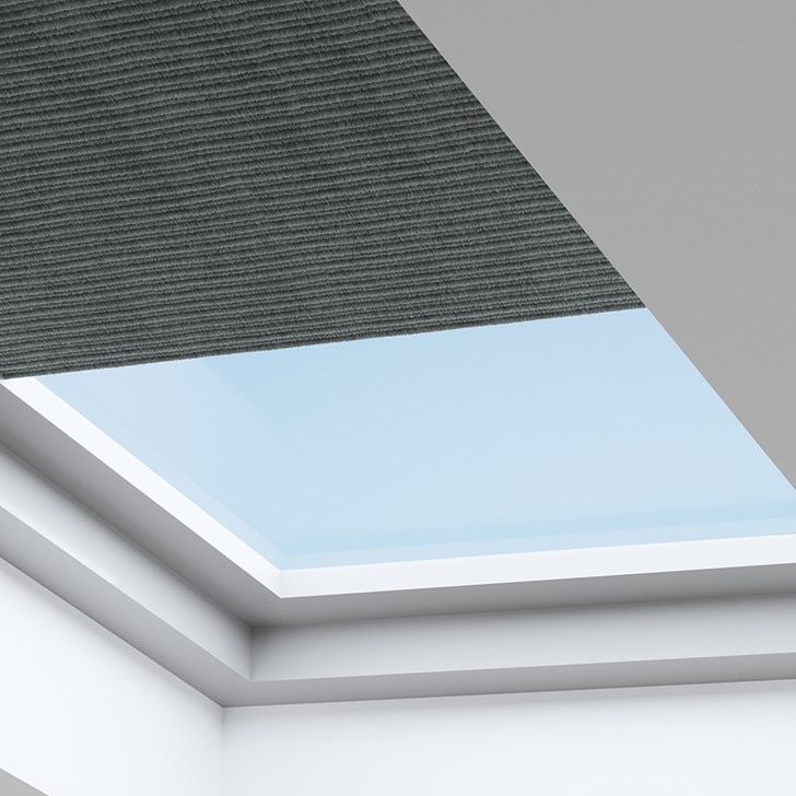 Light Filtering Cellular Skylight Shades in the Onyx color.