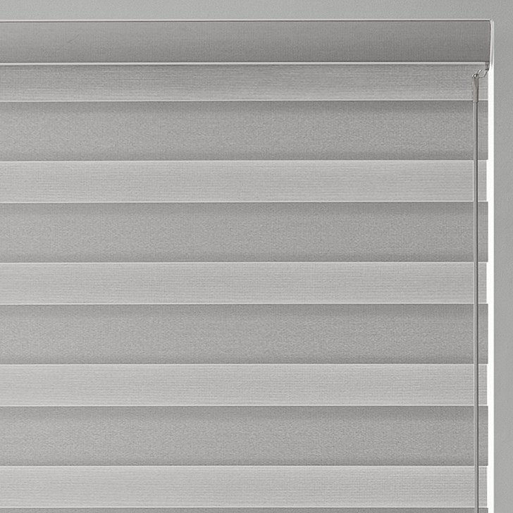 Color: Cloud; Lift: Motorized Wand; Light Control: Blackout; Headrail: Fabric Cassette Valance