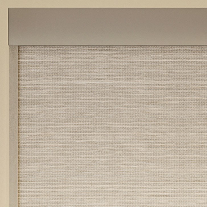 Color: Modica Cornerstone; Opacity: Blackout; Add-On: Light Blocker; Headrail: 5 Inch Fascia