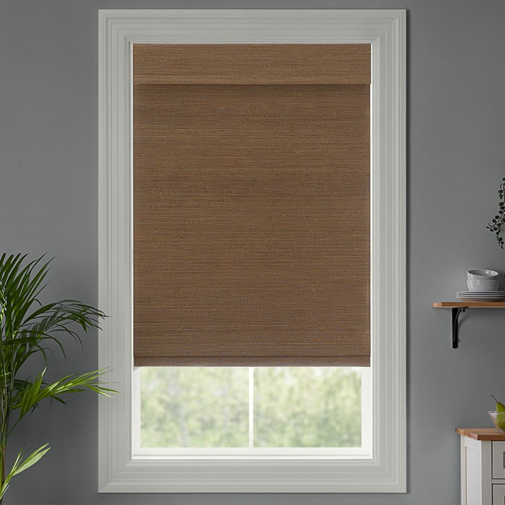 Color: Barcelona Sienna JUB014; Lift: Cordless; Light Control: Blackout Liner (Attached); Headrail: Flat
