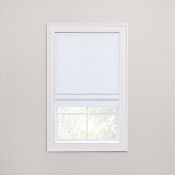 Motorized Roman Shades in the Westheimer Moon color.
