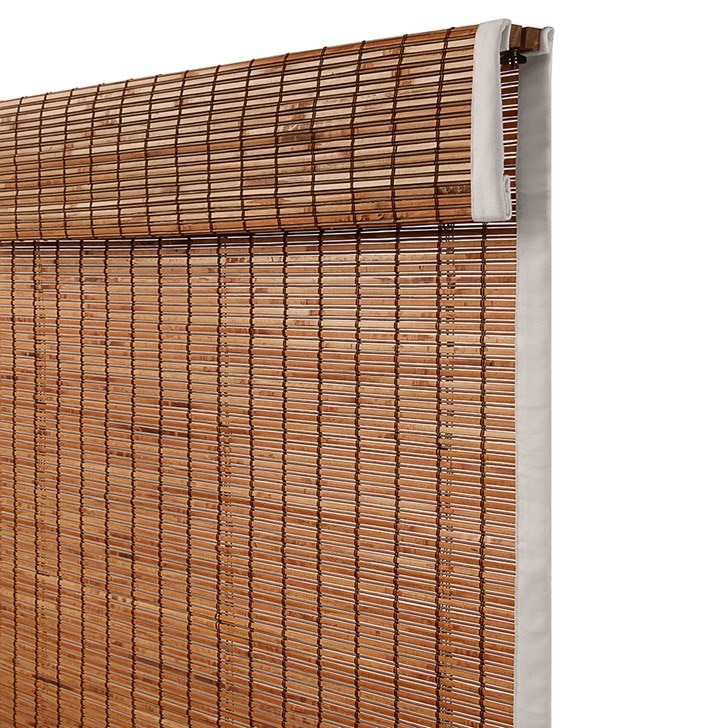 Color: Malay Umber E394; Lift: Cordless; Light Control: Light-Filtering (No Liner); Headrail: Flat; Edge Binding: 2 Inch White