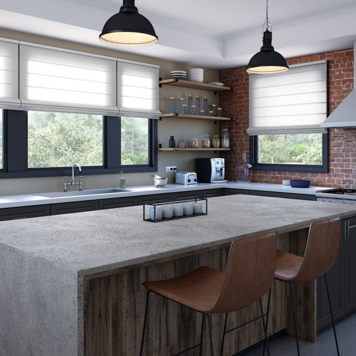 Shown in color Heathered Whisper Light Filtering (flat fold)