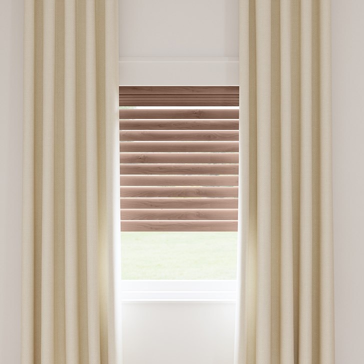 2 Inch Faux Wood Blinds in the English Chestnut color.