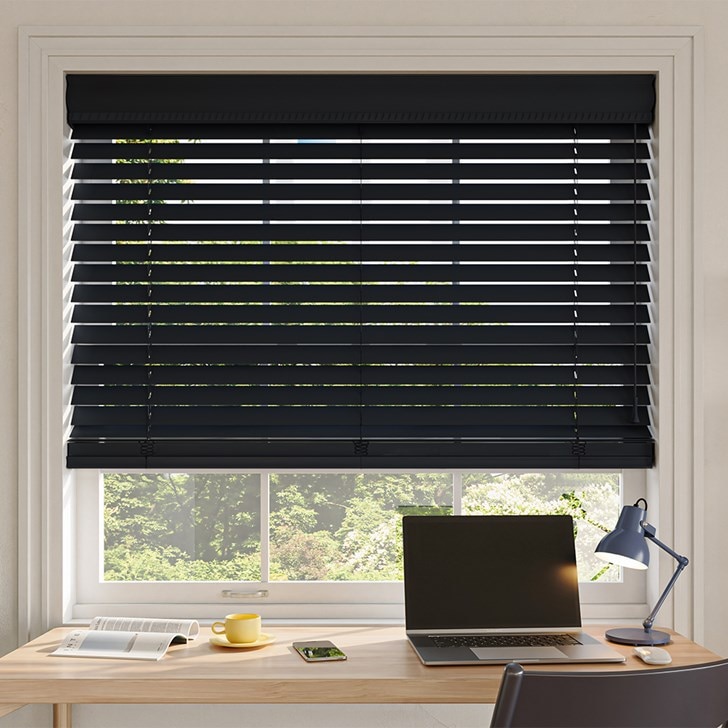 Color: Black 128; Lift: Cordless; Valance: 4 Inch Cord