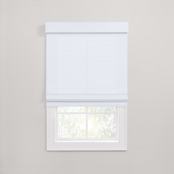 Motorized Roman Shades in the Westheimer Moon color.