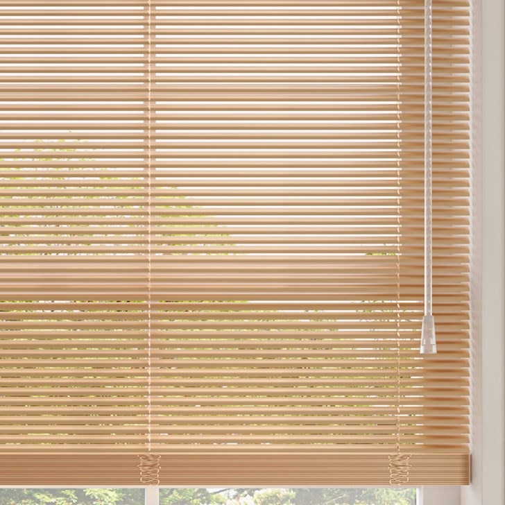 Color: Sand B25302; Lift: Cordless; Headrail: No Drill