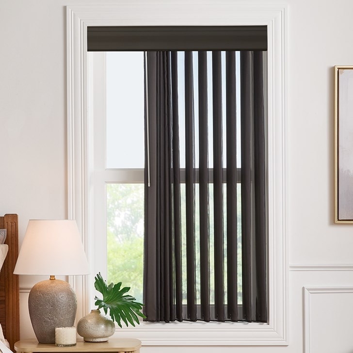 Color: French Voile Ebony LZ502; Headrail: 5 1/2 Inch Cornice
