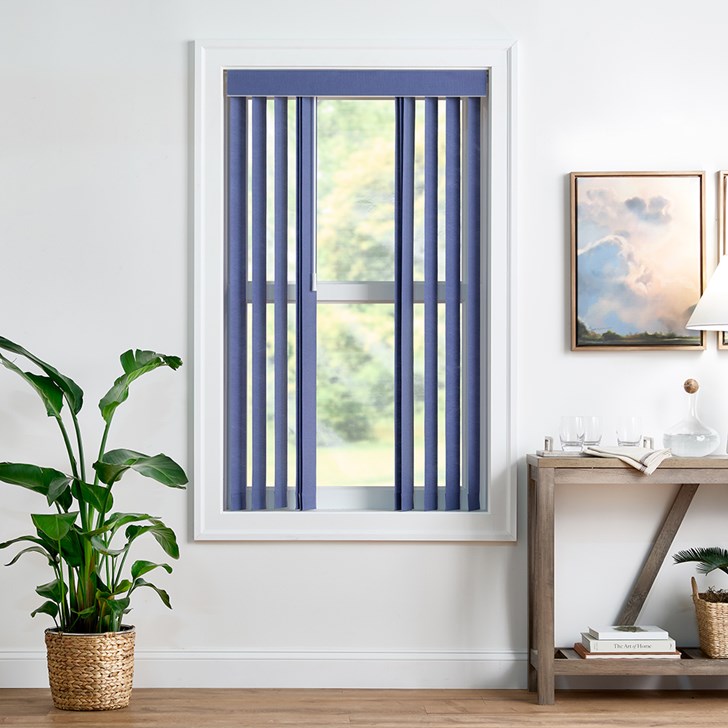 Color: Aurora Blue Berry RS1111; Stack: Split; Headrail: Square Cornice