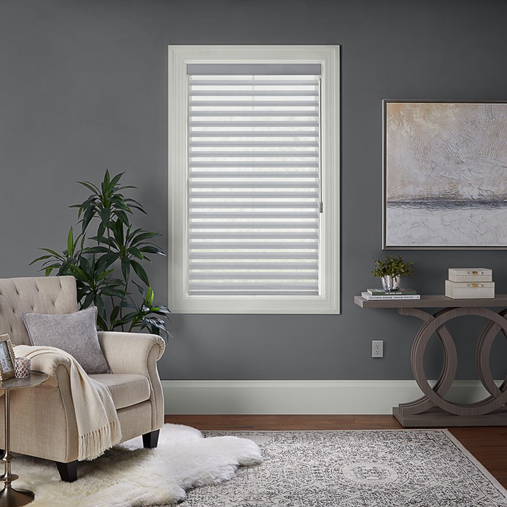 Color: Light Charcoal S70PN821; Lift: Motorized Wand in the Grey color; Headrail: Fabric Wrapped Cassette