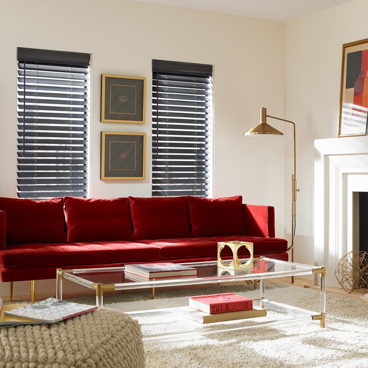 2.5" slat with the 4" cord valance. Color: Smoke 7444