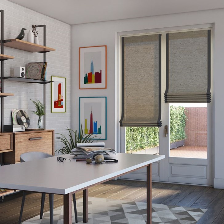 Shown in color Bayweave Gray Light Filtering