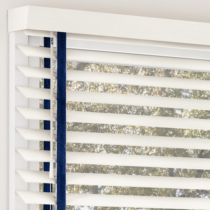Color: True White; Cloth Tape: Deep Ocean; Valance: Modern