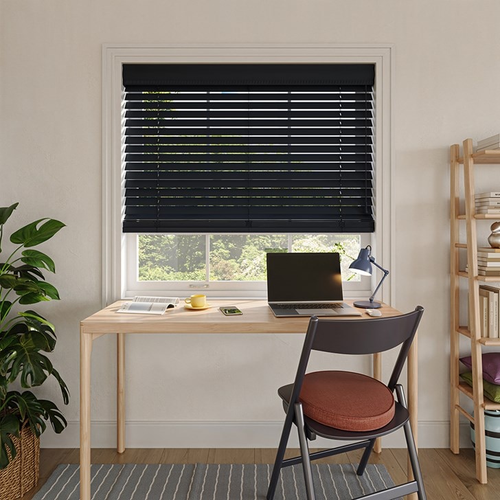 Color: Black 128; Lift: Cordless; Valance: 4 Inch Cord