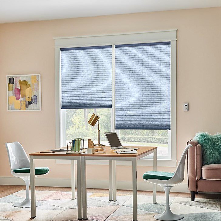 3/4 Single Cell Cellular Shades with Motorized Lift: Serenade, Midnight 0727