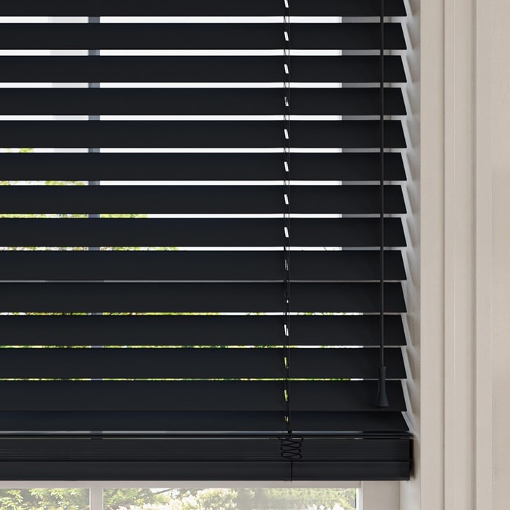Color: Black 128; Lift: Cordless; Valance: 4 Inch Cord