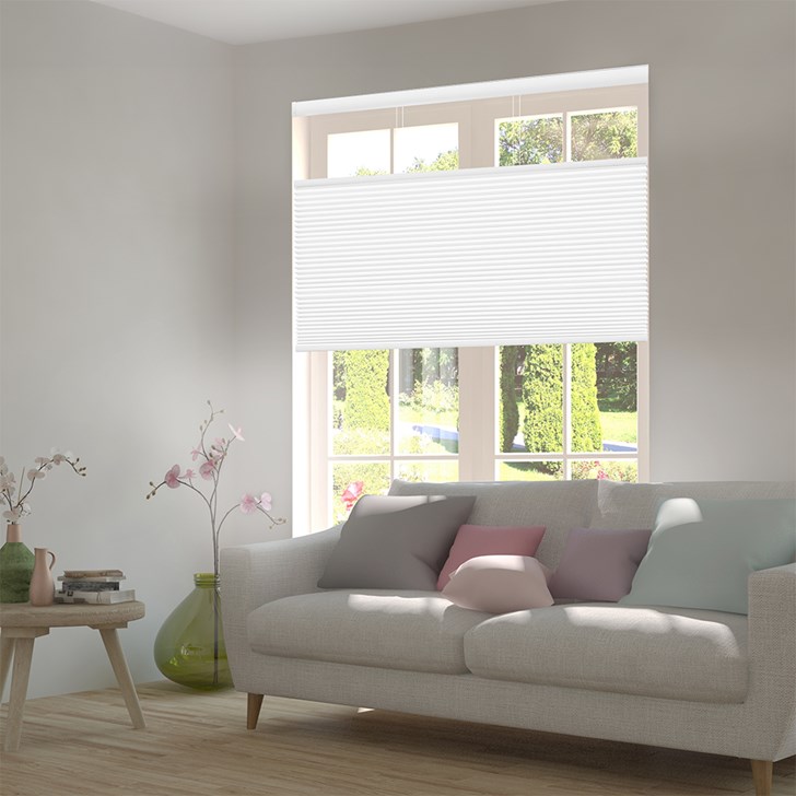 Color: Shadow White LCC4001; Lift: Motorized; Light Control: Top Down Bottom Up