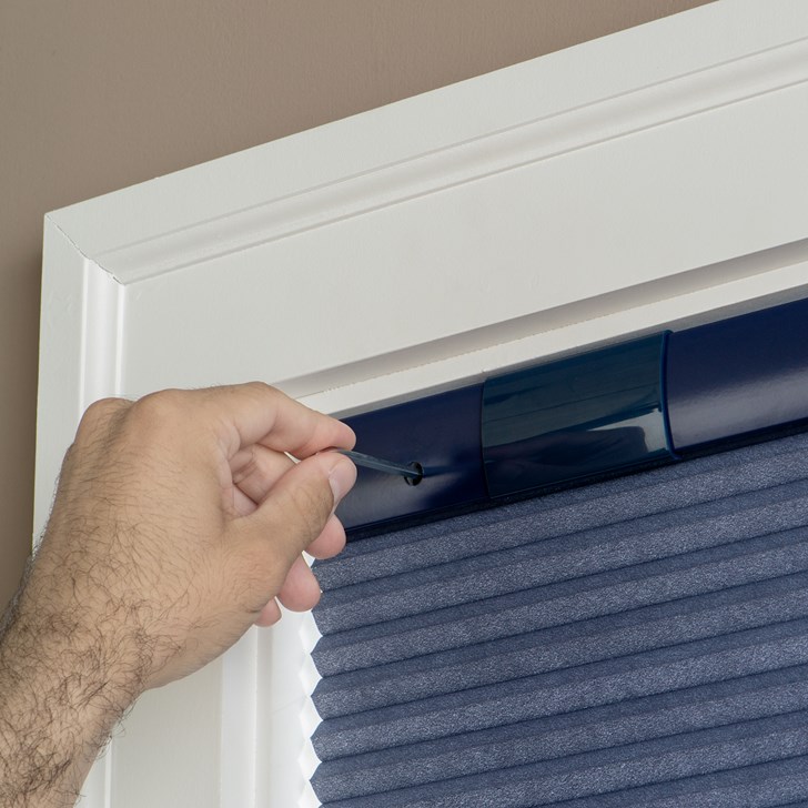 Color: Royal Blue H25047; Opacity: Light Filtering; Lift: Cordless; Installation: No Drill