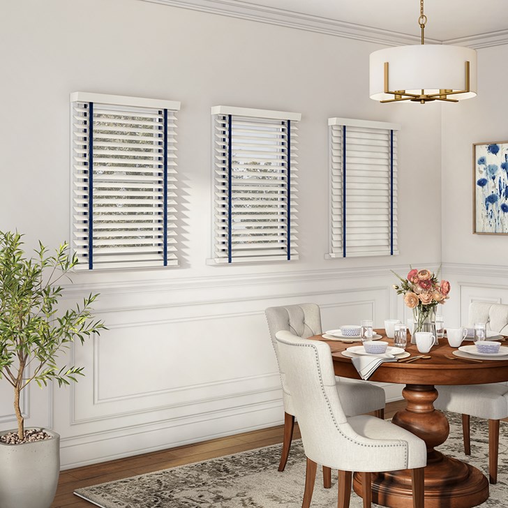 Color: True White; Cloth Tape: Deep Ocean; Valance: Modern