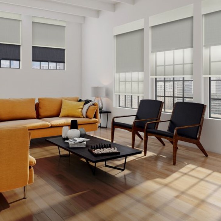 Front Shade Color: Linen Weave F0908 Back Shade Color: Indigo F1463