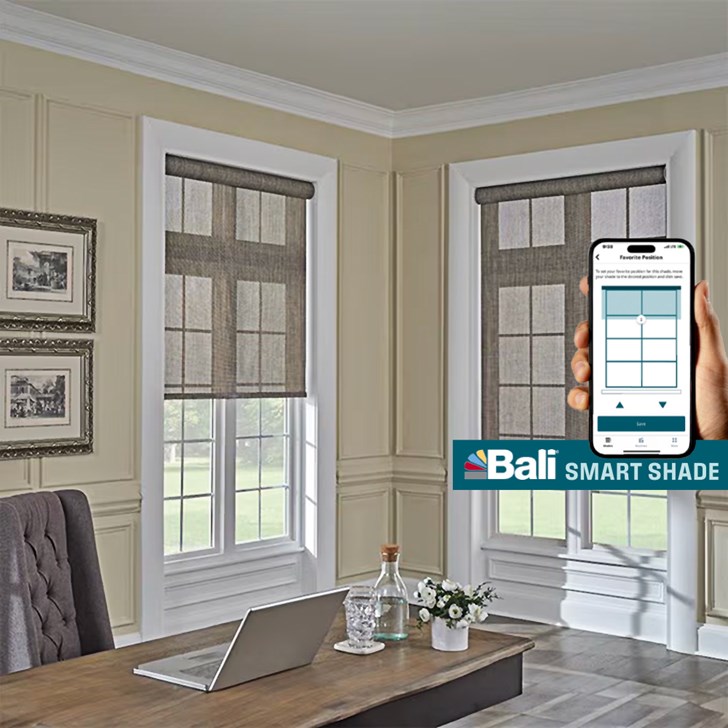 Bali Smart Shade - Solar Shade with EasyTouch Cordless Lift, Fabric-Wrapped Hem Bar:  Landon, Sapling 10094