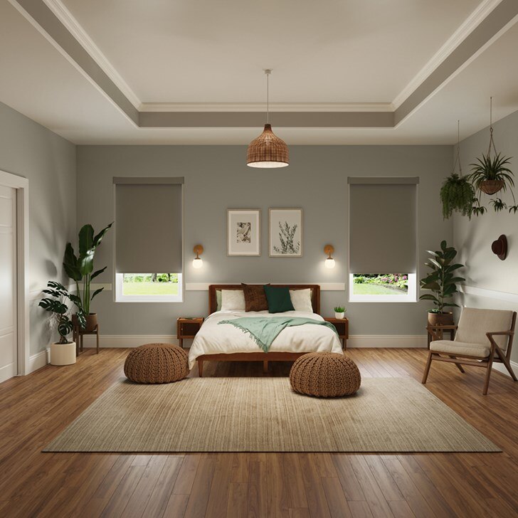 Color: Catania Mist; Bottom Rail: Square Hem Bar; Light Blockers: Grey