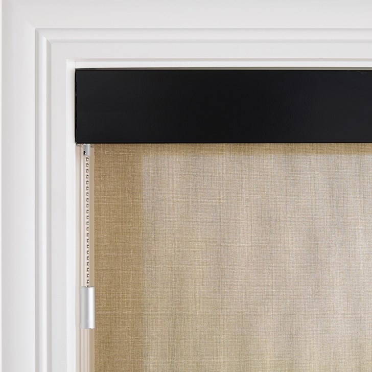 Color: Woodland 3% Olive 0200; Headrail: Black 3 Inch Fascia Valance; Bottom Rail: Sealed Hem Bar