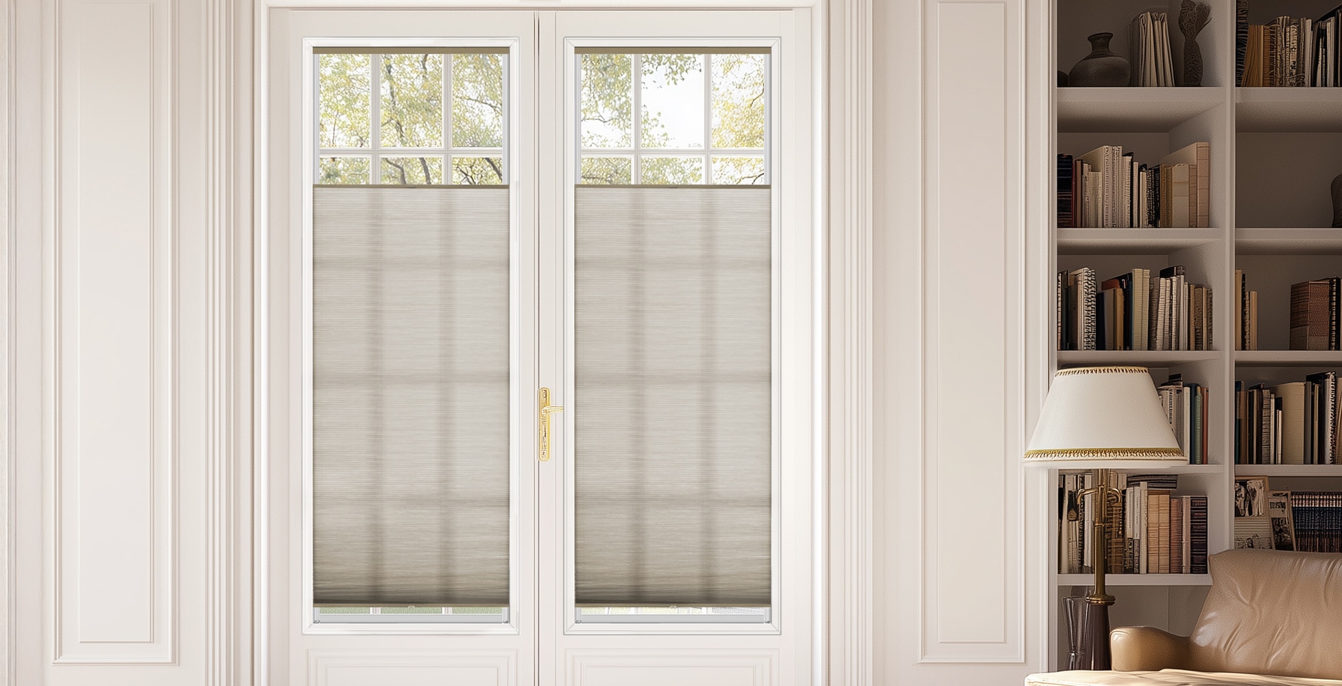 French Door Light Filtering Cellular Shades