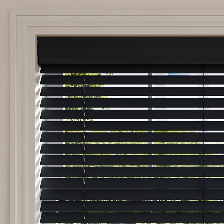 Color: Black 128; Lift: Cordless; Valance: 4 Inch Cord