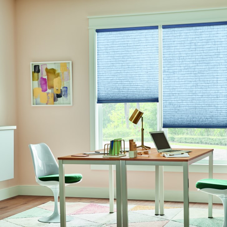 3/4 Single Cell Cellular Shades with Motorized Lift: Serenade, Midnight 0727