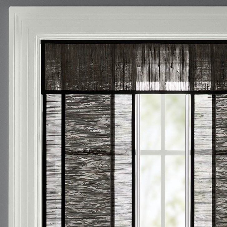 Color: San Lucas Flaxseed LIJU007; Operation: Wand Control; Split Stack; Edge Binding: Onyx 535; Headrail: 8 Inch Valance