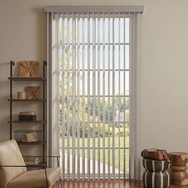 Fabric Vertical Blinds with Wand Control and Square Corner Valance: Cascade, Ocean Reef 0205