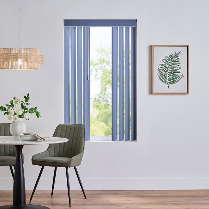 Color: Crepe Steel Blue BLFRS27007; Headrail: Matching Square Cornice