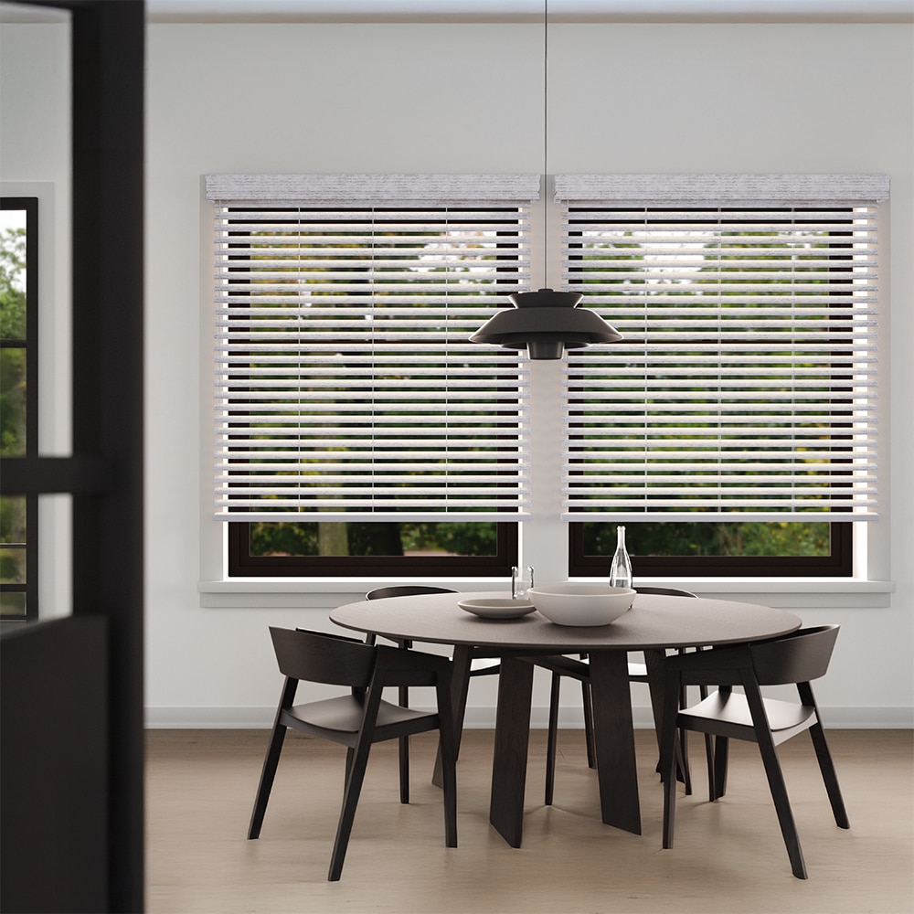 DEZ FURNISHINGS 32" X 64" Cordless Faux Wood Blinds – 2" Slat Dark Oak For Inside/Outside Mount