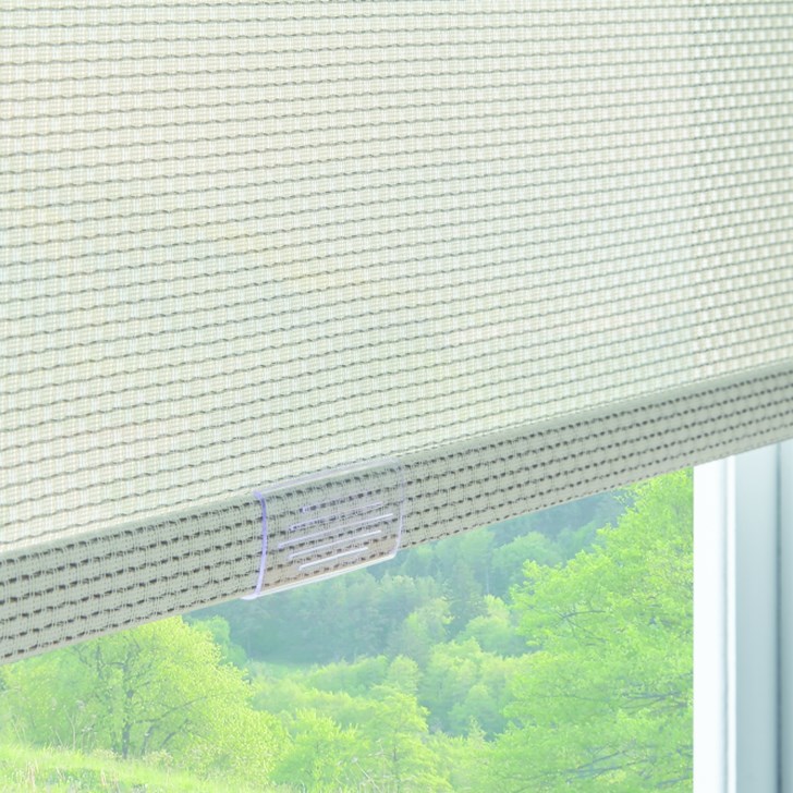 Solar Shade with Cordless Lift, Fabric-Wrapped Hem Bar, Reverse Roll: Santina, Picket Fence 10191