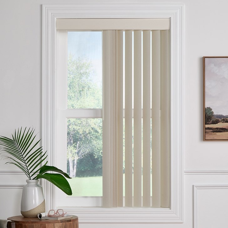 Color: Corly Beige CO-1053; Stack: 1 Way; Headrail: Dustcover Valance