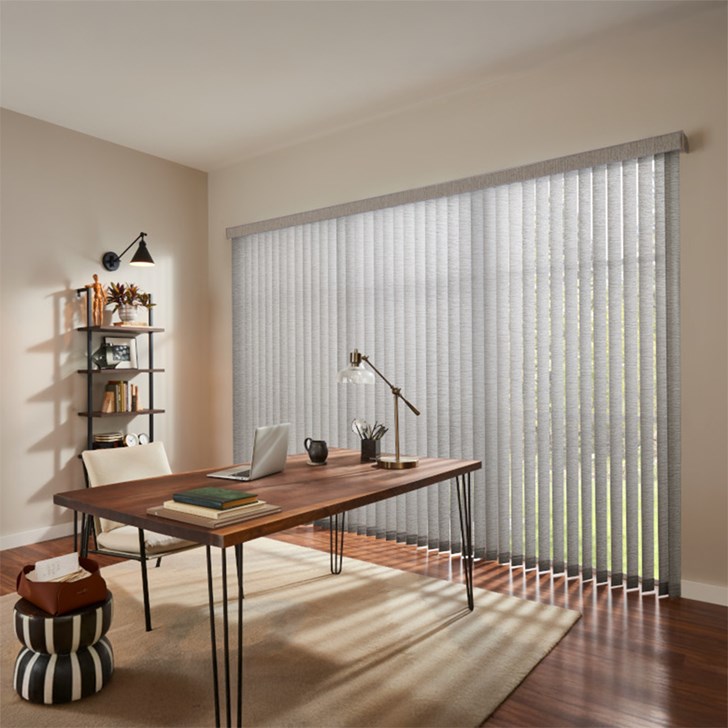 Fabric Vertical Blinds and Square Corner Valance: Cascade, Ocean Reef 0205